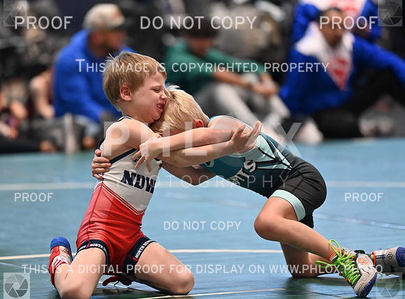 Oaklen Williams (North DeSoto Wrestling Academy) won by major decision over Maximus Wilson (Liberty Warriors Wrestling Club) (Maj 11-0)-
